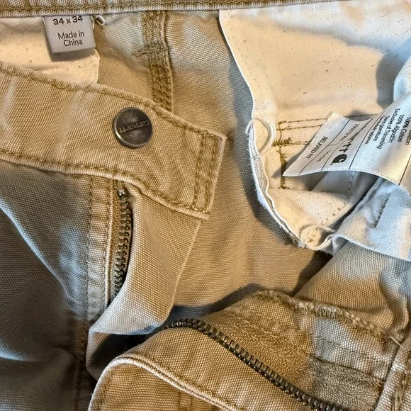 Carhartt Men's Khaki Relaxed Fit Cargo Pants Size 34x34 - Picture 9 of 9